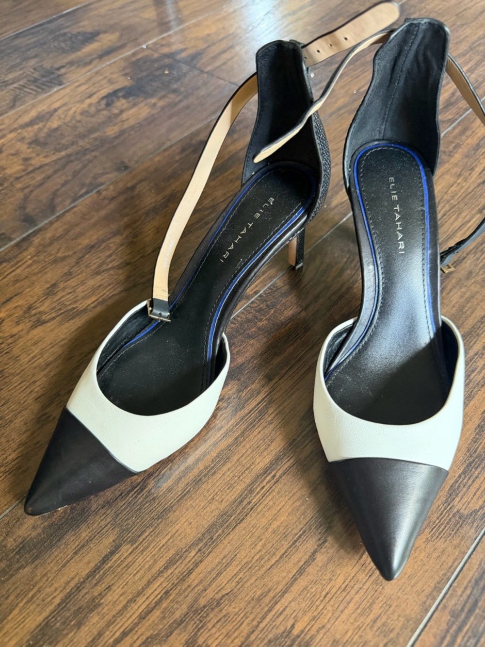 Elie Tahari Classic Minimalist Black and White Pointed-Toe Heels